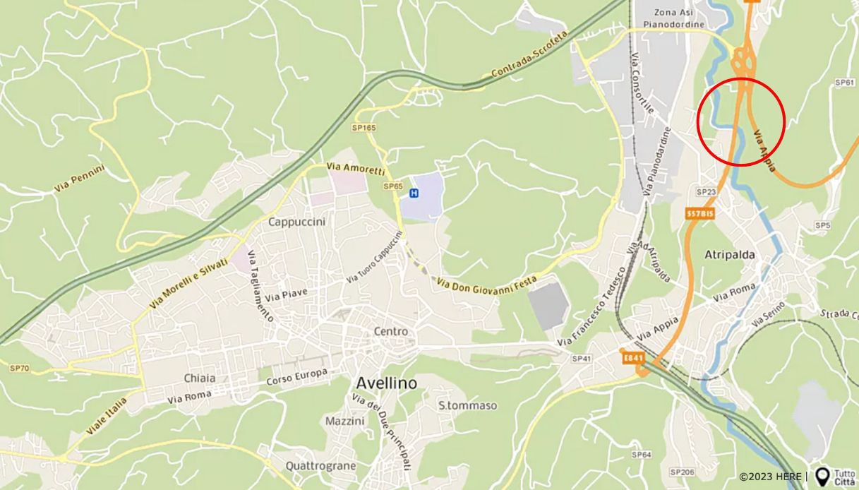 La zona di Avellino in cui è avvenuto l'incidente