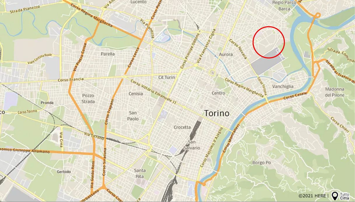 La zona di Torino in cui è avvenuto l'incidente