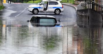 Nubifragio e inondazione a Rieti, allagamenti in città