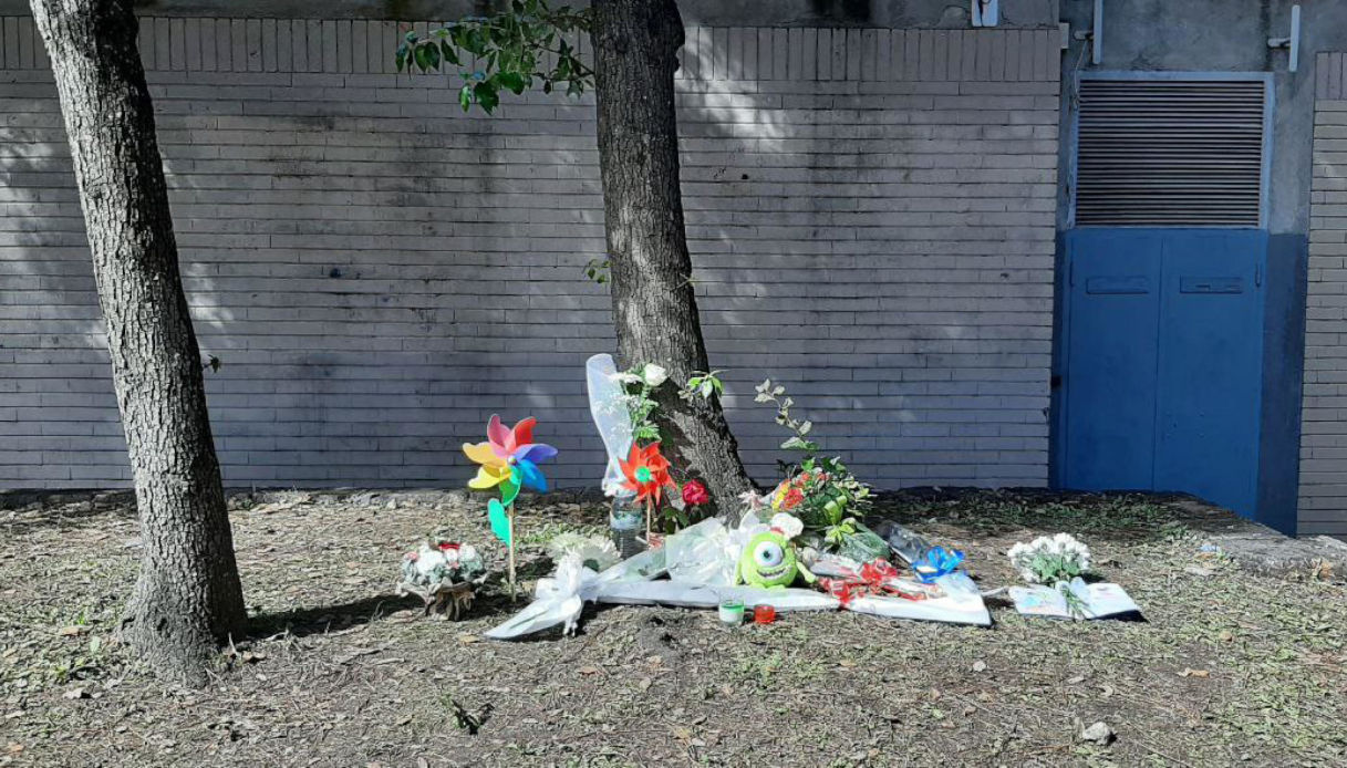 Fiori sul luogo dello scontro tra una Smart e un Suv Lamborghini guidato da un ventenne e con a bordo altri 4 giovani, Casal Palocco