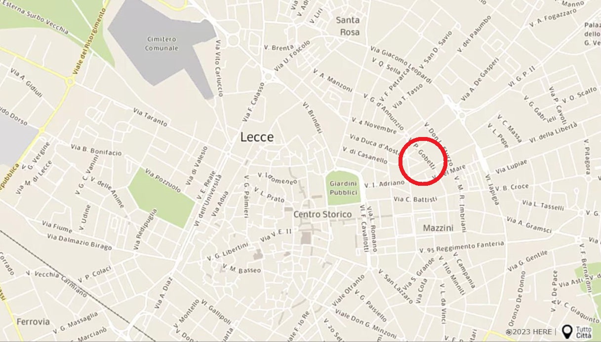 Una cartina di Lecce che mostra dove si sono svolti i fatti