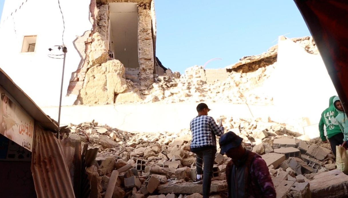 Un edificio distrutto a Marrakech