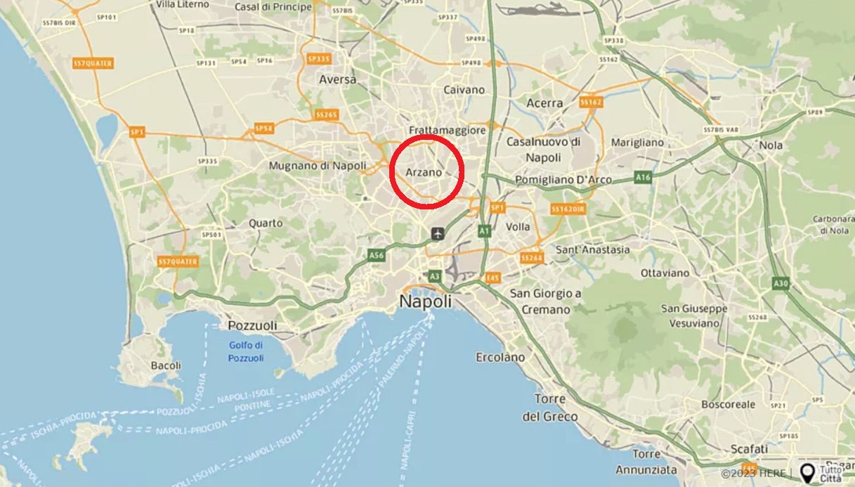 Una mappa che mostra il luogo dove è morto un operaio: ad Arzano