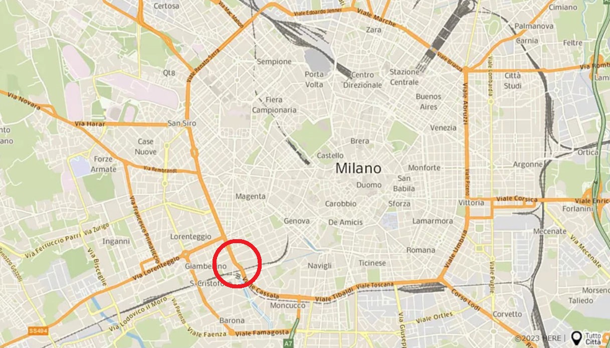 Una mappa di Milano che mostra la zona del presunto stupro