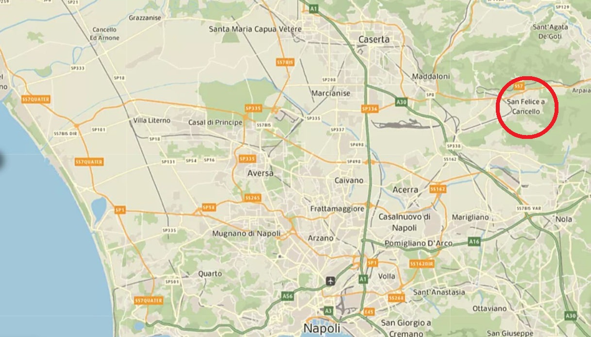 Una mappa che mostra la posizione di San Felice a Cancello in provincia di Caserta