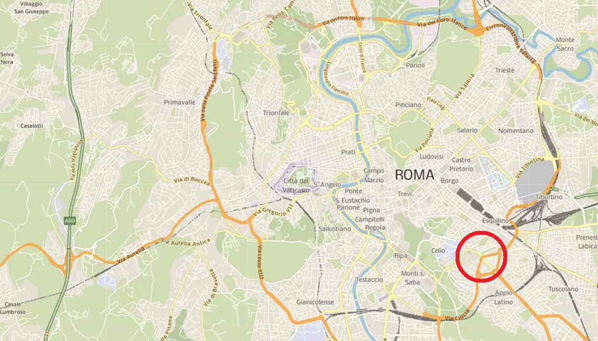 Una mappa che mostra la posizione della metro San Giovanni a Roma