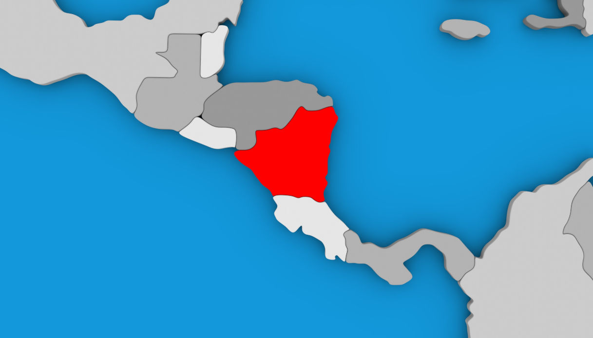 Una mappa che mostra la posizione del Nicaragua