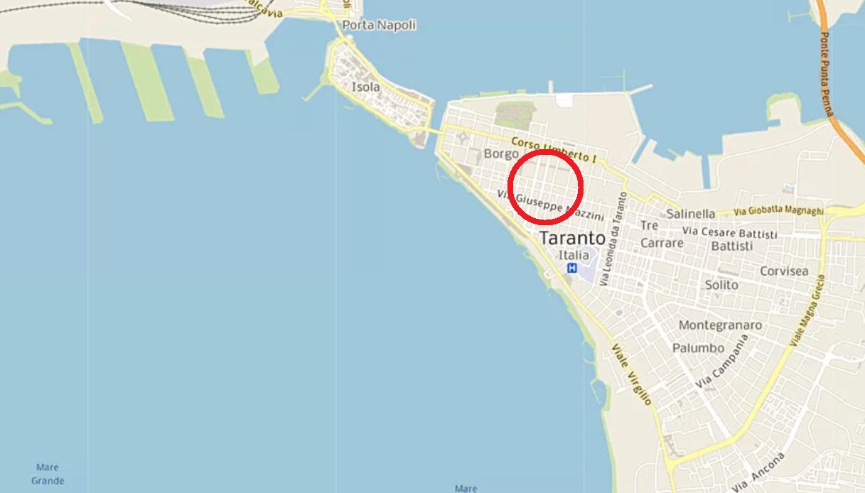 Una mappa di Taranto