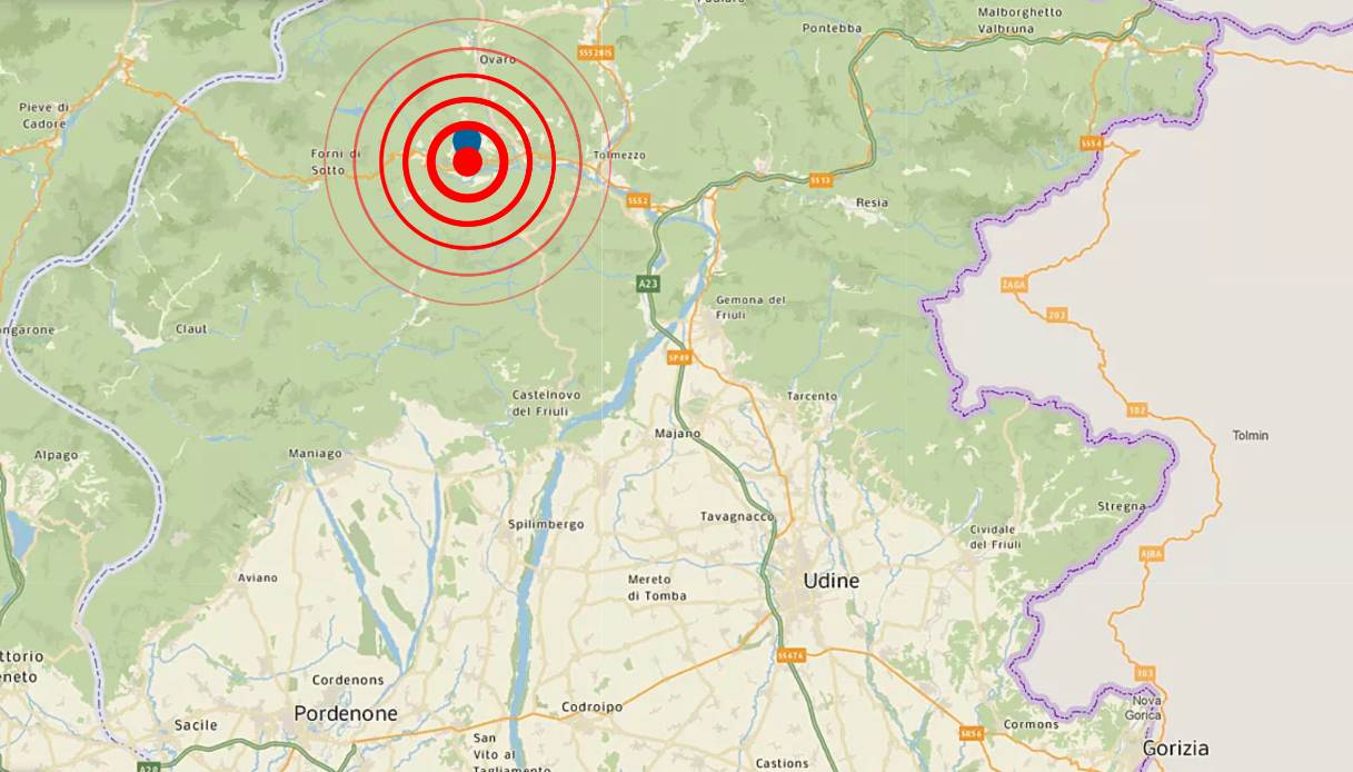 Terremoto in Friuli Venezia Giulia di magnitudo 4.1 a Socchieve vicino Udine: sentito anche in altre regioni