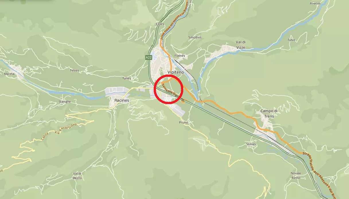 Una mappa del Trentino-Alto Adige