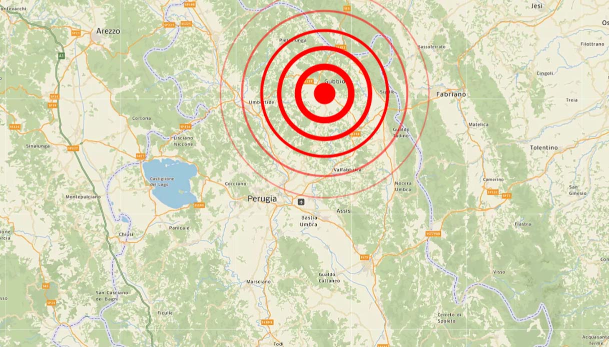Scossa di terremoto a Gubbio vicino Perugia di magnitudo 3.0, quattro in poche ore con lo stesso epicentro