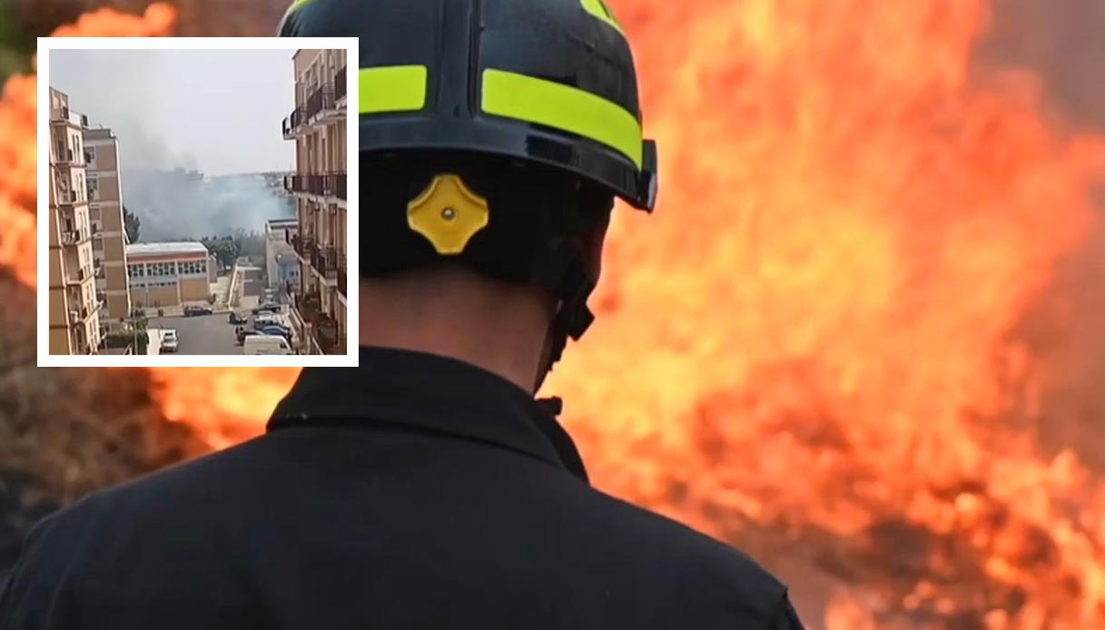 Incendio a Brindisi col parco Di Giulio in fiamme, brucia tutto: evacuata una scuola, paura per una palazzina