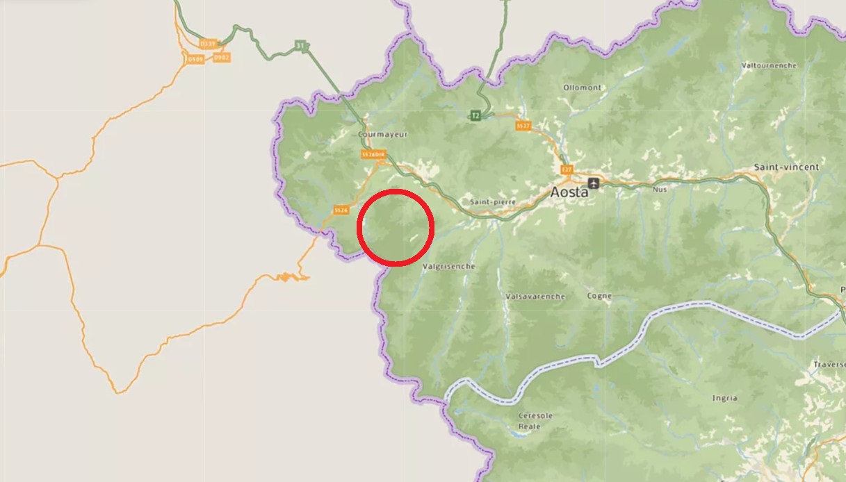 Una mappa della Valle d'Aosta