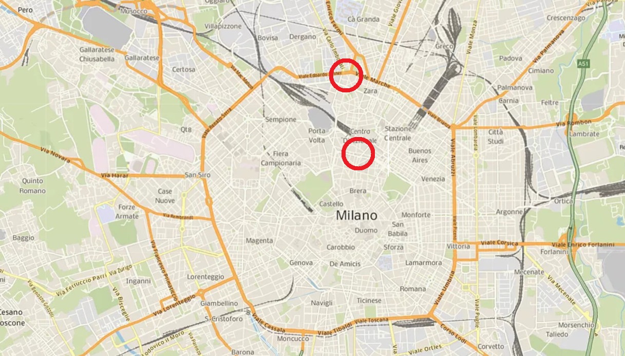 Una mappa di Milano