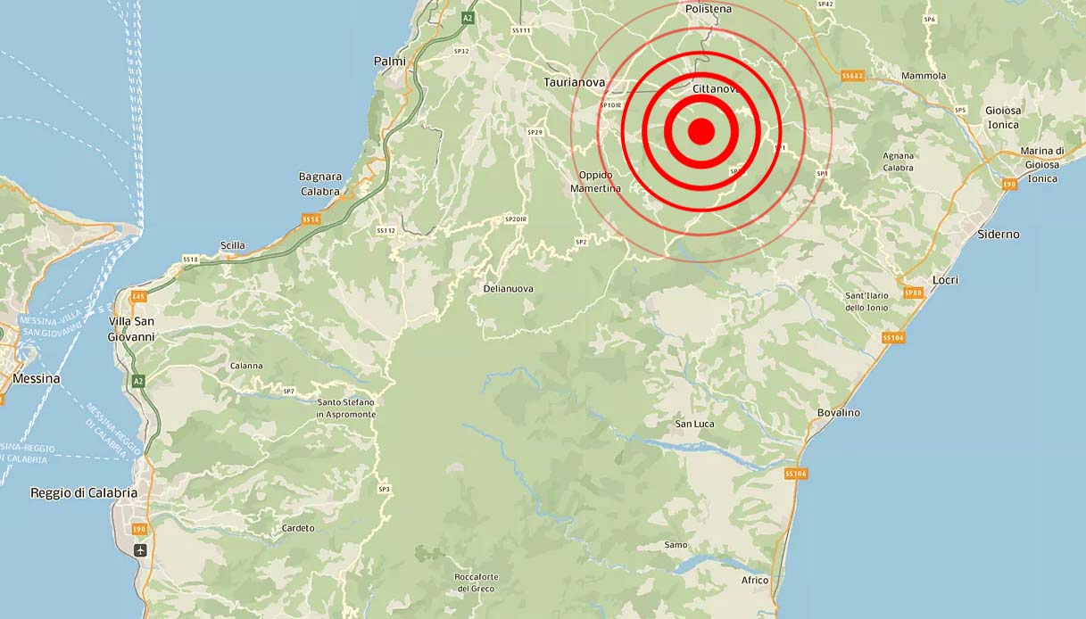 Scosse di terremoto a Cittanova vicino Reggio Calabria, la più forte di magnitudo 3.0 in mezzo all