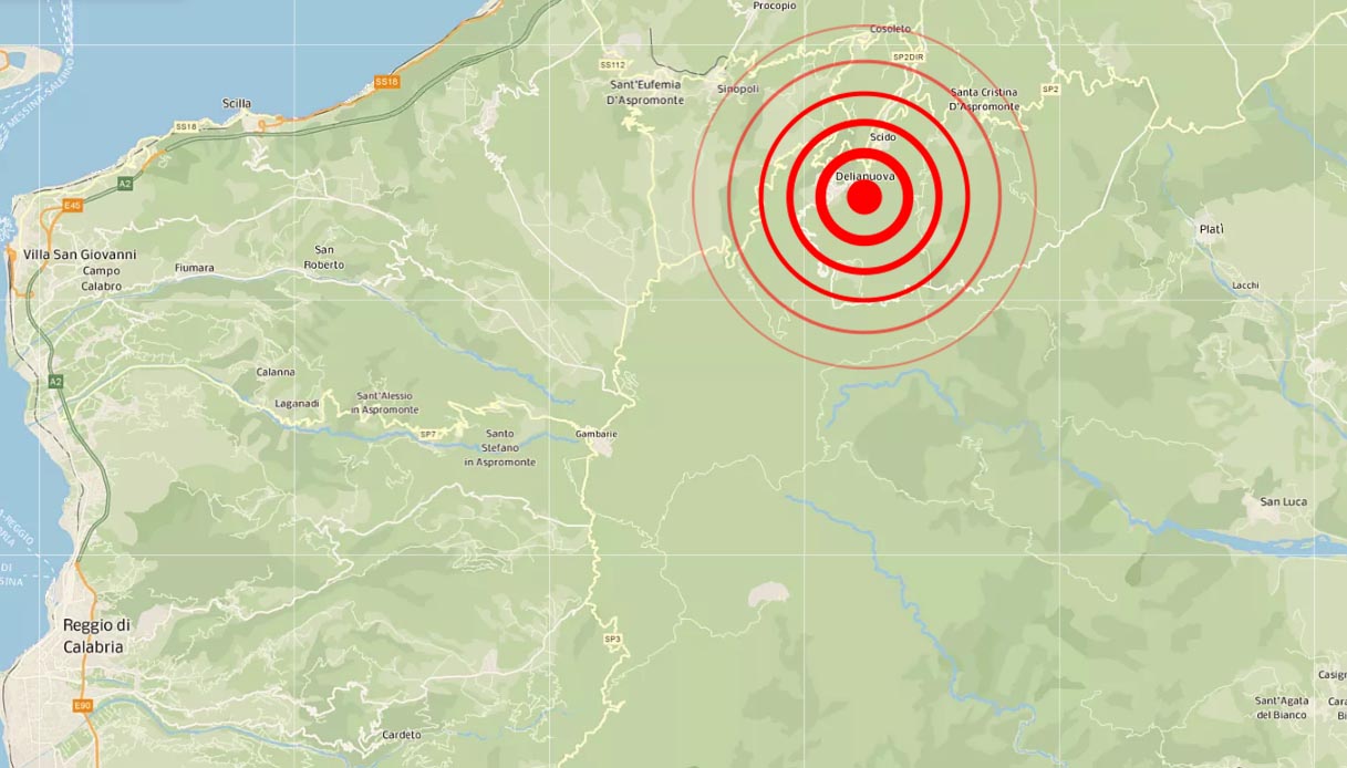 Scossa di terremoto a Delianuova vicino Reggio Calabria di magnitudo 3.5, nel cuore dell