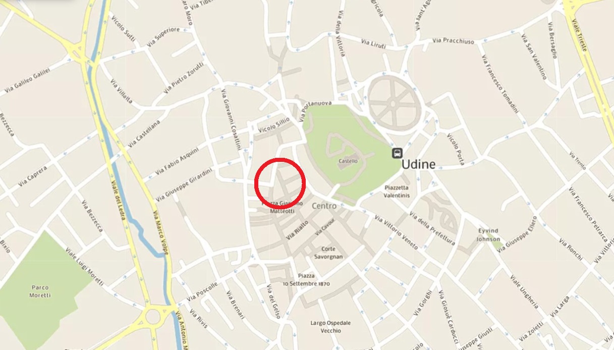 Una cartina del centro di Udine