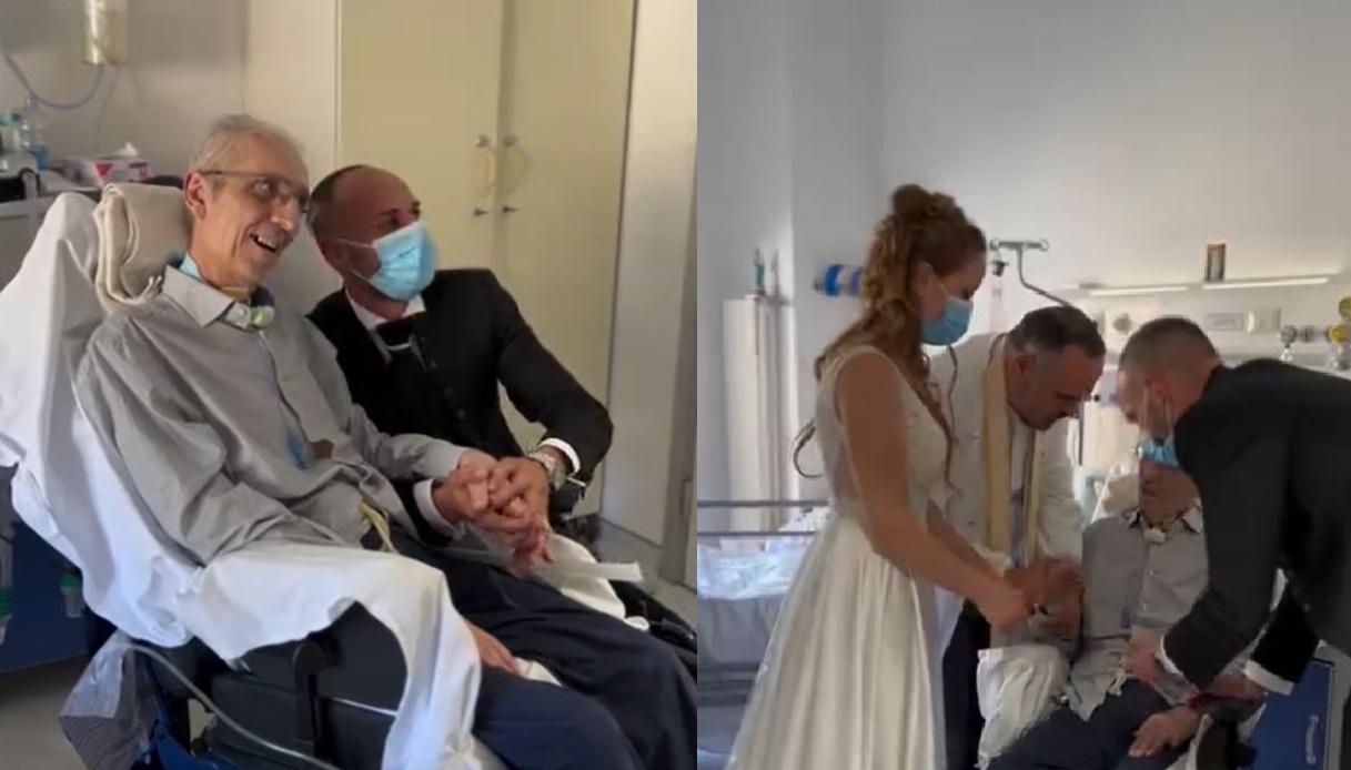 sposi ospedale matrimonio padre malato SLA video Napoli
