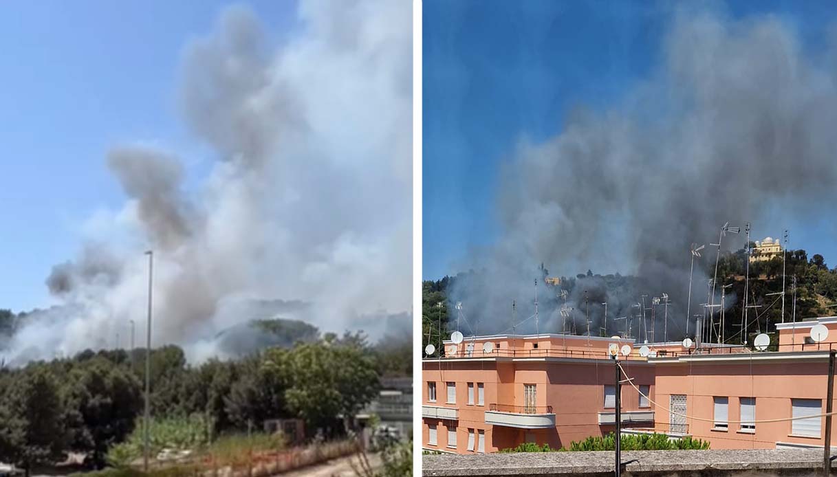 Incendio a Roma in piazzale Clodio, in fiamme le baracche di Monte Mario: aria irrespirabile e fumo nero