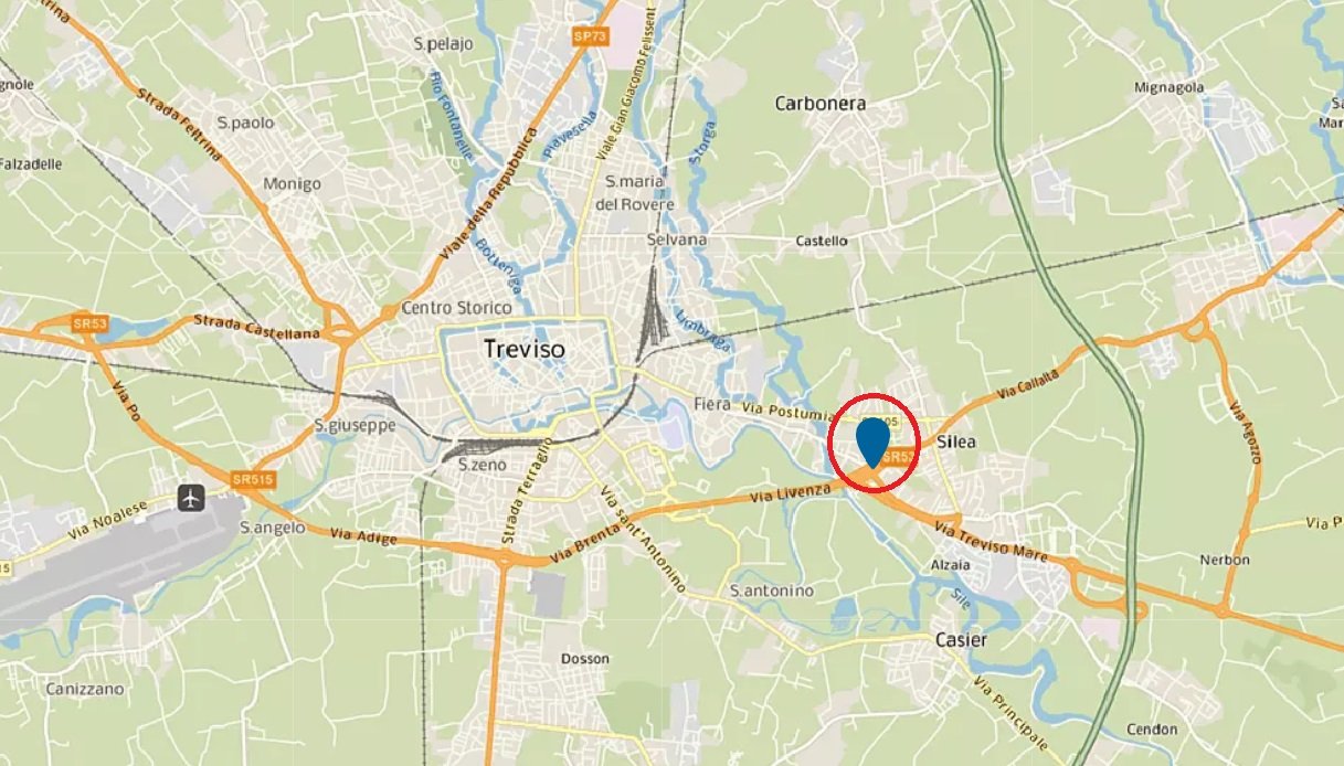 Mappa incidente treviso morto