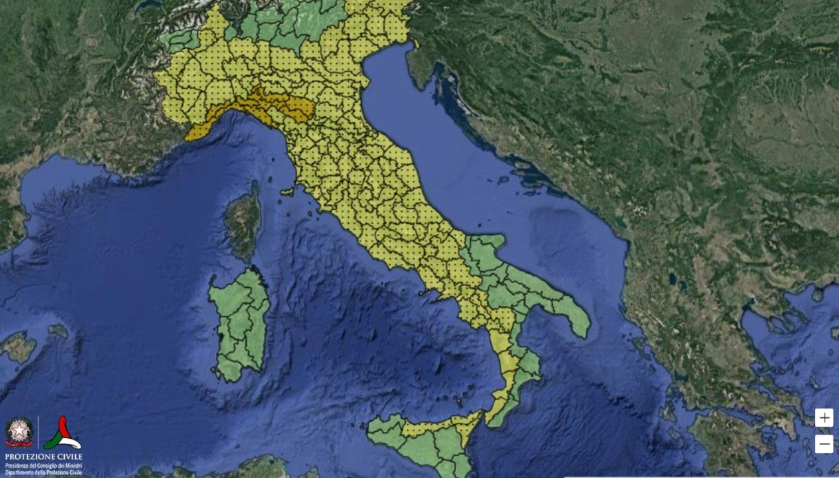 Mappa allerta Protezione Civile