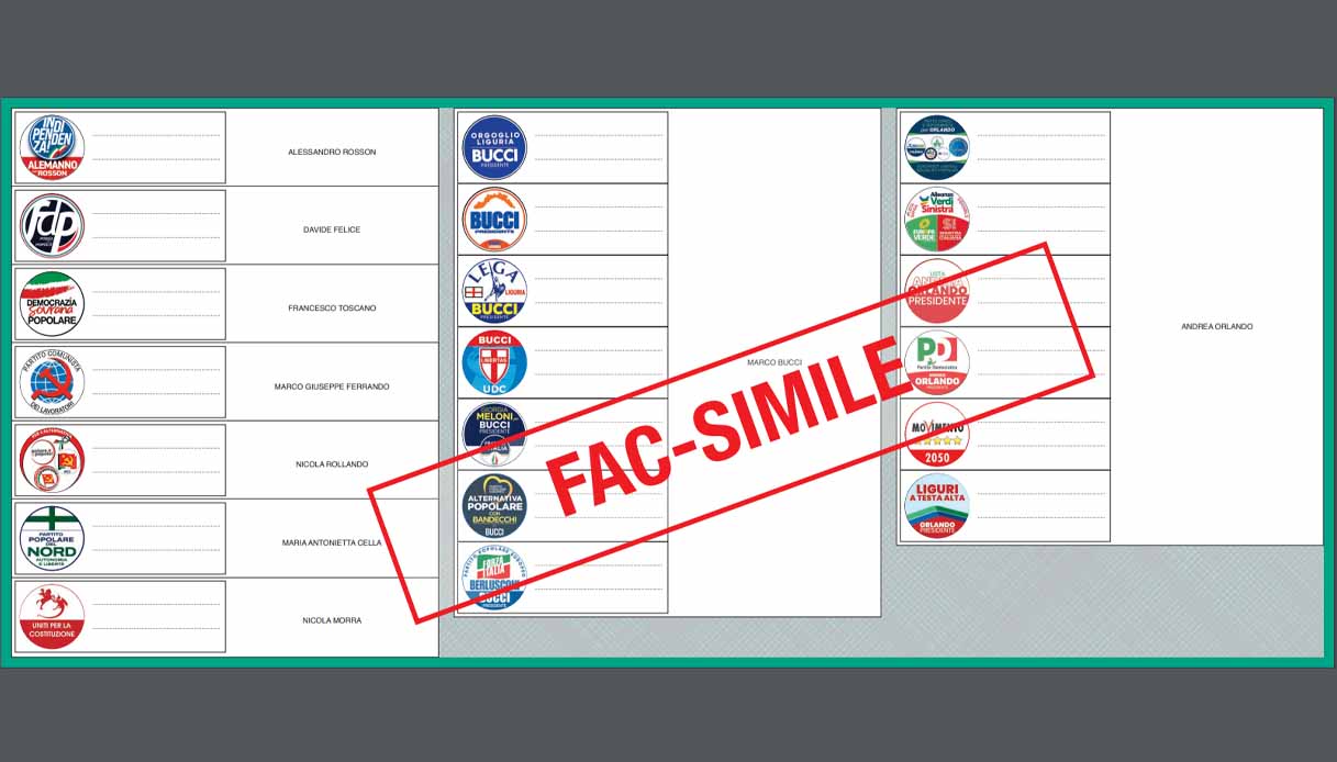 elezioni regionali 2024 liguria scheda fac simile