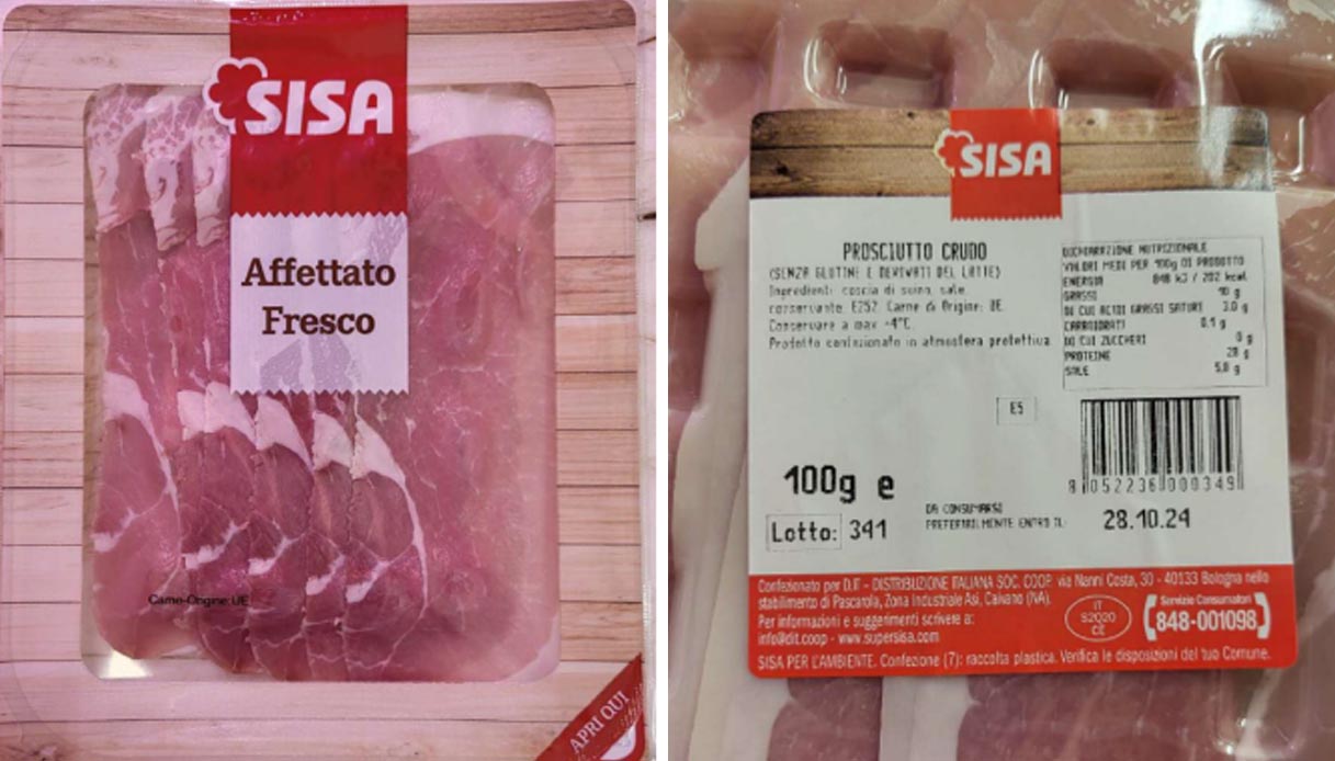 prosciutto crudo sisa listeria richiamo