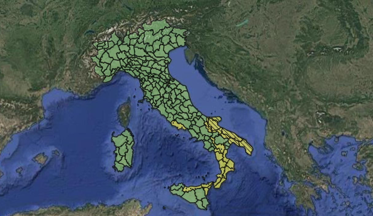 allerta meteo gialla protezione civile