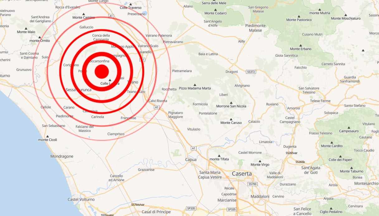 Scossa di terremoto a Caserta di magnitudo 3.6, epicentro a Roccamonfina: sentita pure a Napoli, "forte boato"