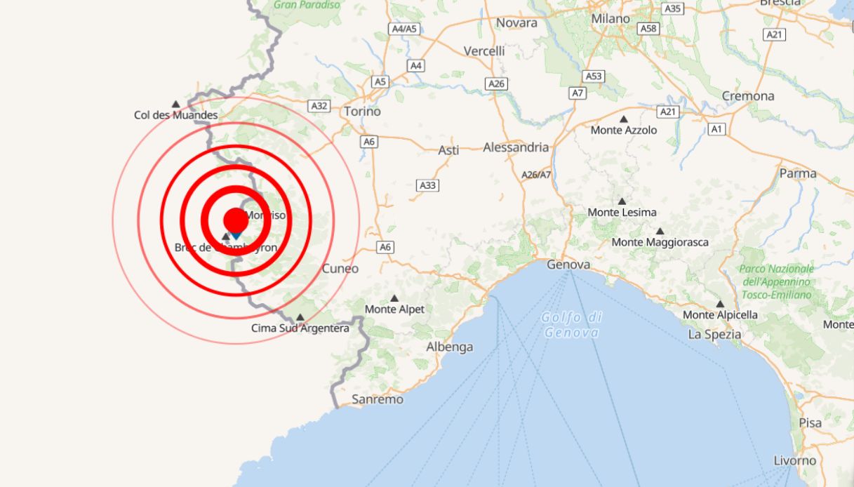 Scossa di terremoto vicino Cuneo di magnitudo 3.8, epicentro a Chiappera al confine tra Francia e Italia