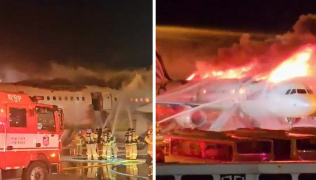Fuoco sull'aereo in Corea del Sud prima del decollo all'aeroporto di ...