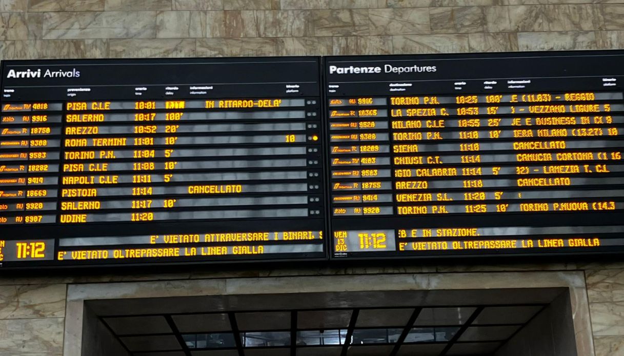 sciopero treni trenitalia italo 25 26 gennaio