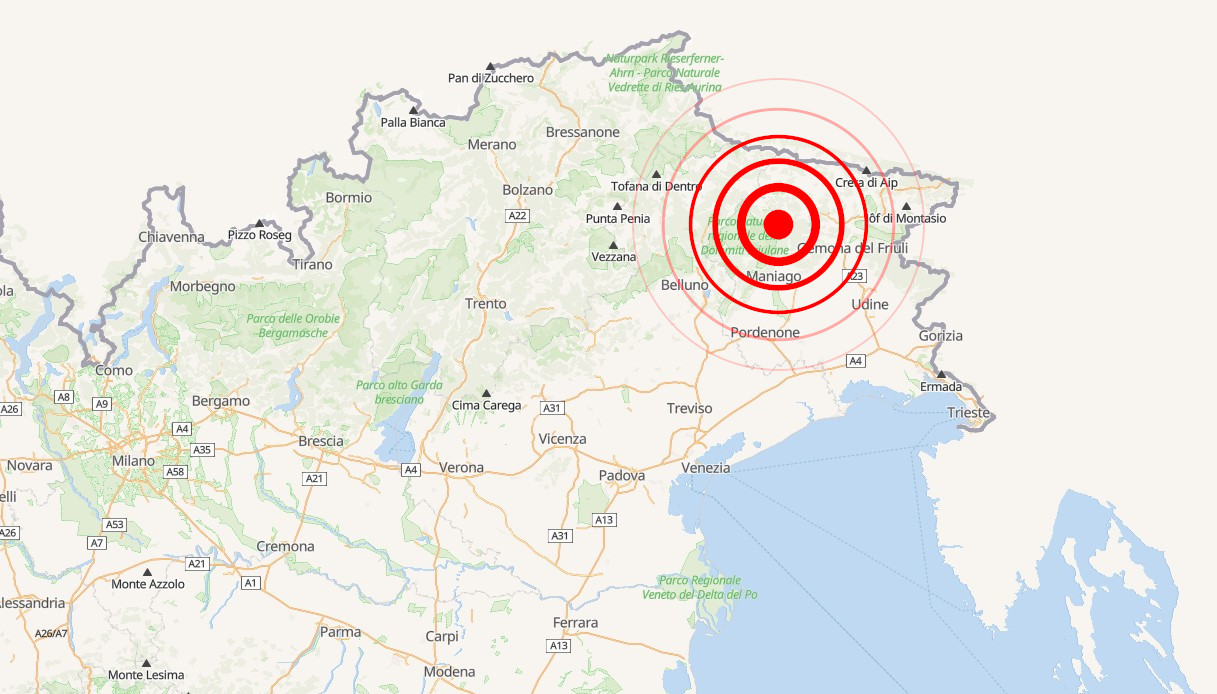 Terremoto in provincia di Udine, doppia scossa nella notte ad Ampezzo: la più potente di magnitudo 3.6