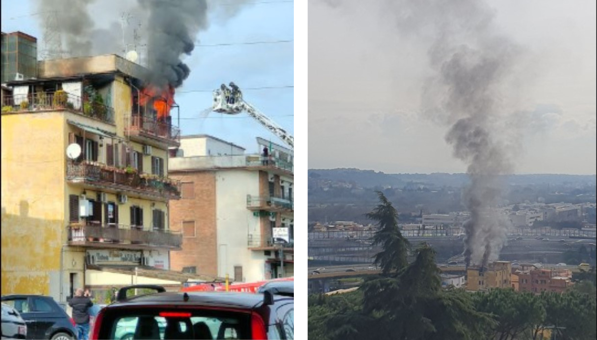 Incendio a Roma Labaro, donna anziana morta in casa tra le fiamme in via Flaminia: due feriti