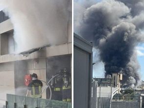 Incendio a Pomezia nel centro commerciale Cavour: fiamme minacciano scuola, supermercato e clinica
