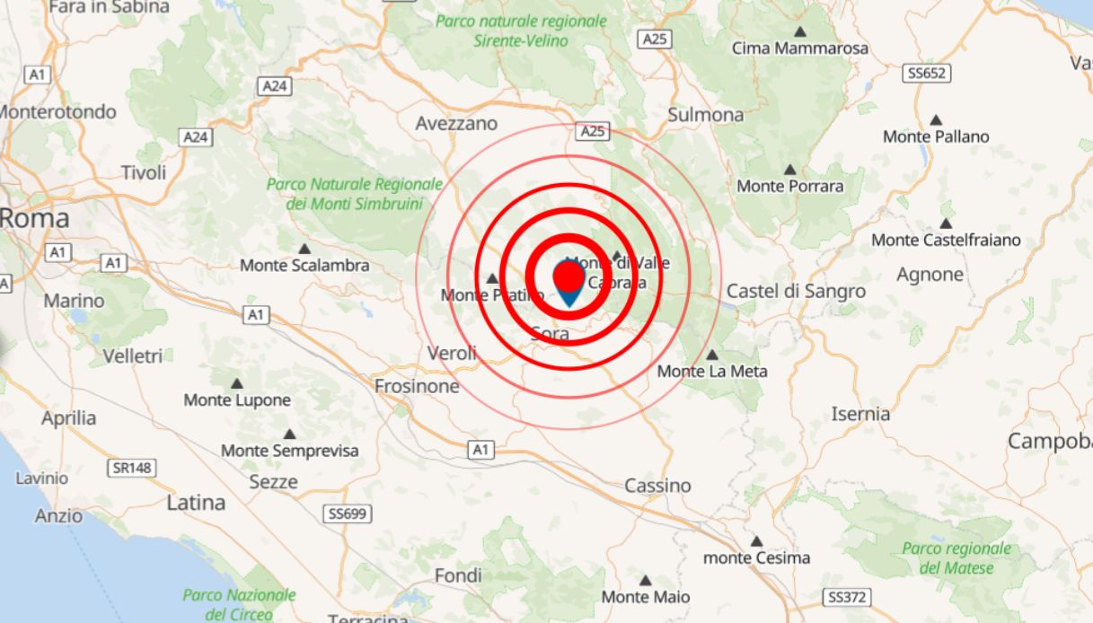 Scossa di terremoto a Pescosolido di magnitudo 3.0 vicino a Frosinone: "Si è mosso tutto", "Sentito un boato"