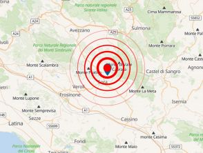 Scossa di terremoto a Pescosolido di magnitudo 3.0 vicino a Frosinone: 
