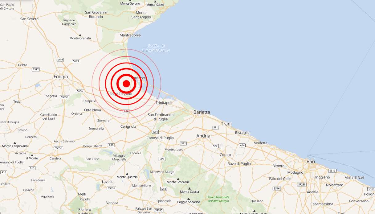 Violento terremoto in provincia di Foggia, scossa di magnitudo 4.7: sisma avvertito a Bari