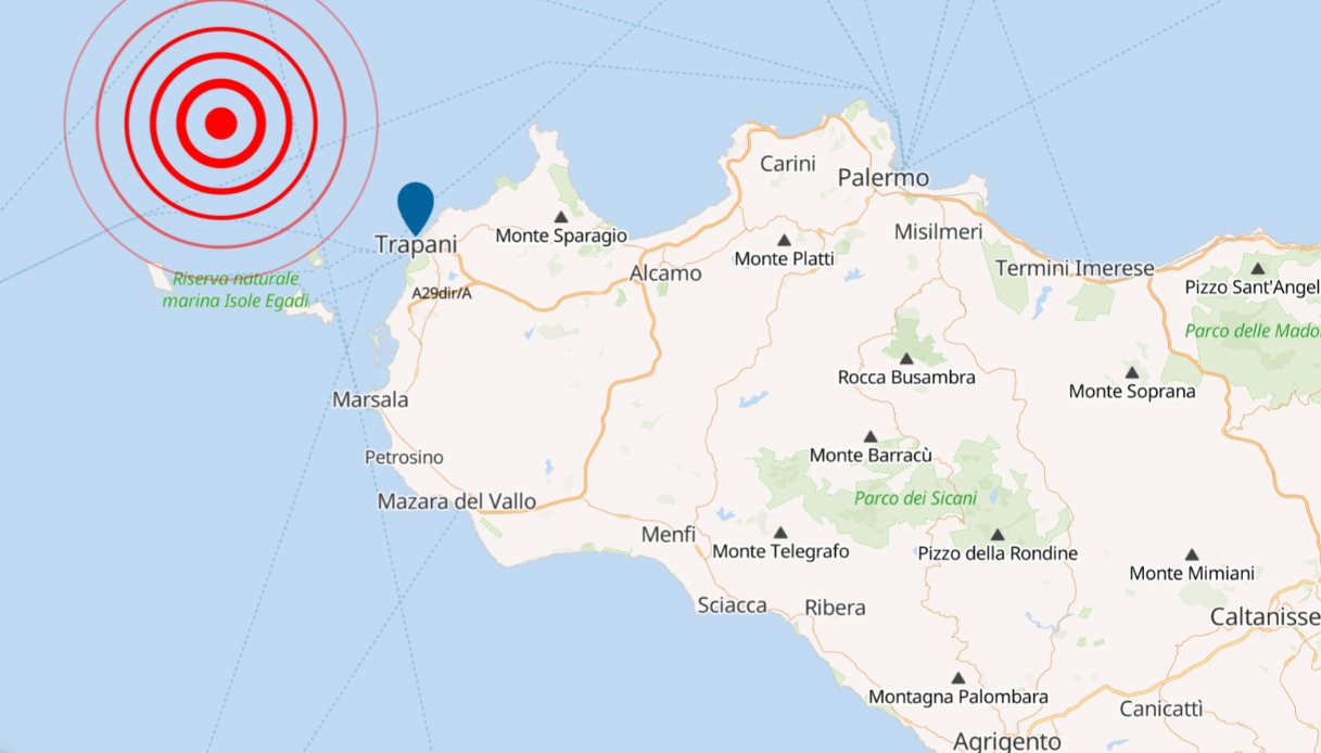 Terremoto alle Isole Egadi, scossa di magnitudo 4.0 avvertita anche a Trapani e Palermo