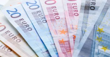 Set of different euro banknotes, background