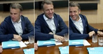 COMBO Macron nasconde fazzoletto nel vagone per Kiev e nasce fakenews