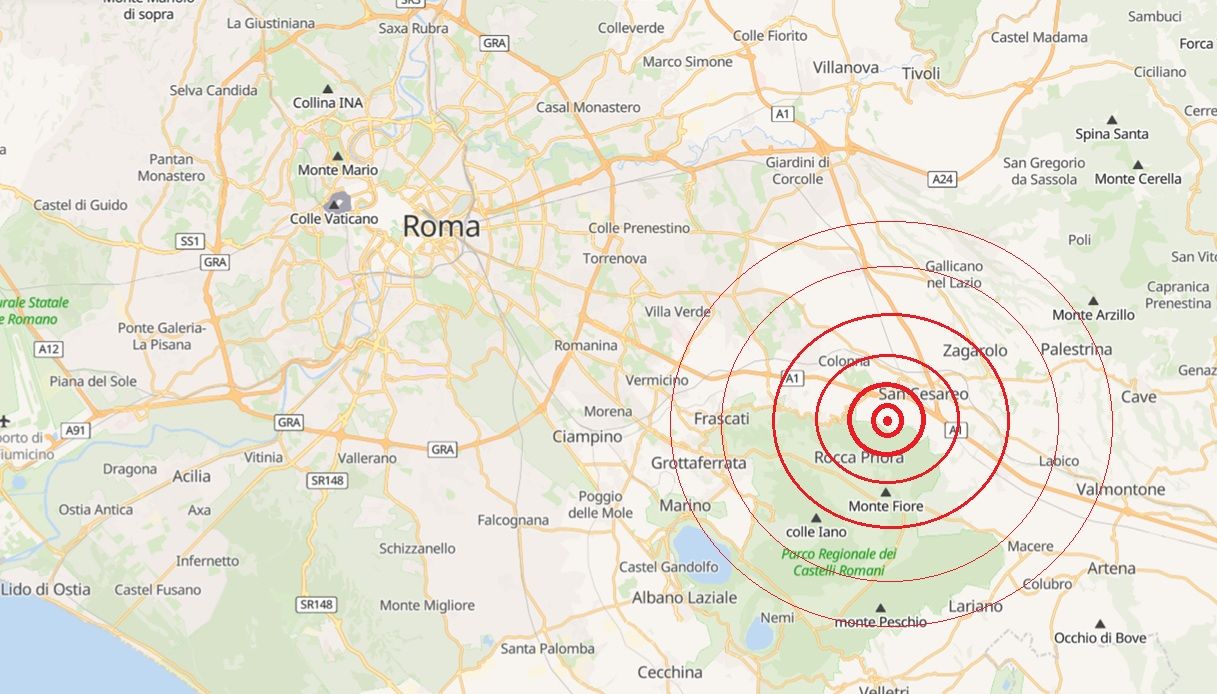 Terremoto a Roma di magnitudo 2.9 con epicentro a San Cesareo, cittadini impauriti e spaventati: la situazione Terremoto a Roma di magnitudo 2.9 con epicentro a San Cesareo, cittadini impauriti e spaventati: la situazione
