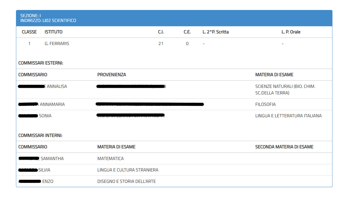 commissari esterni maturità ricerca