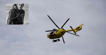 Cristian Brenna e un mezzo dell'elisoccorso