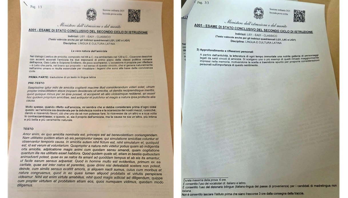 Testo di Cicerone alla maturità 2025