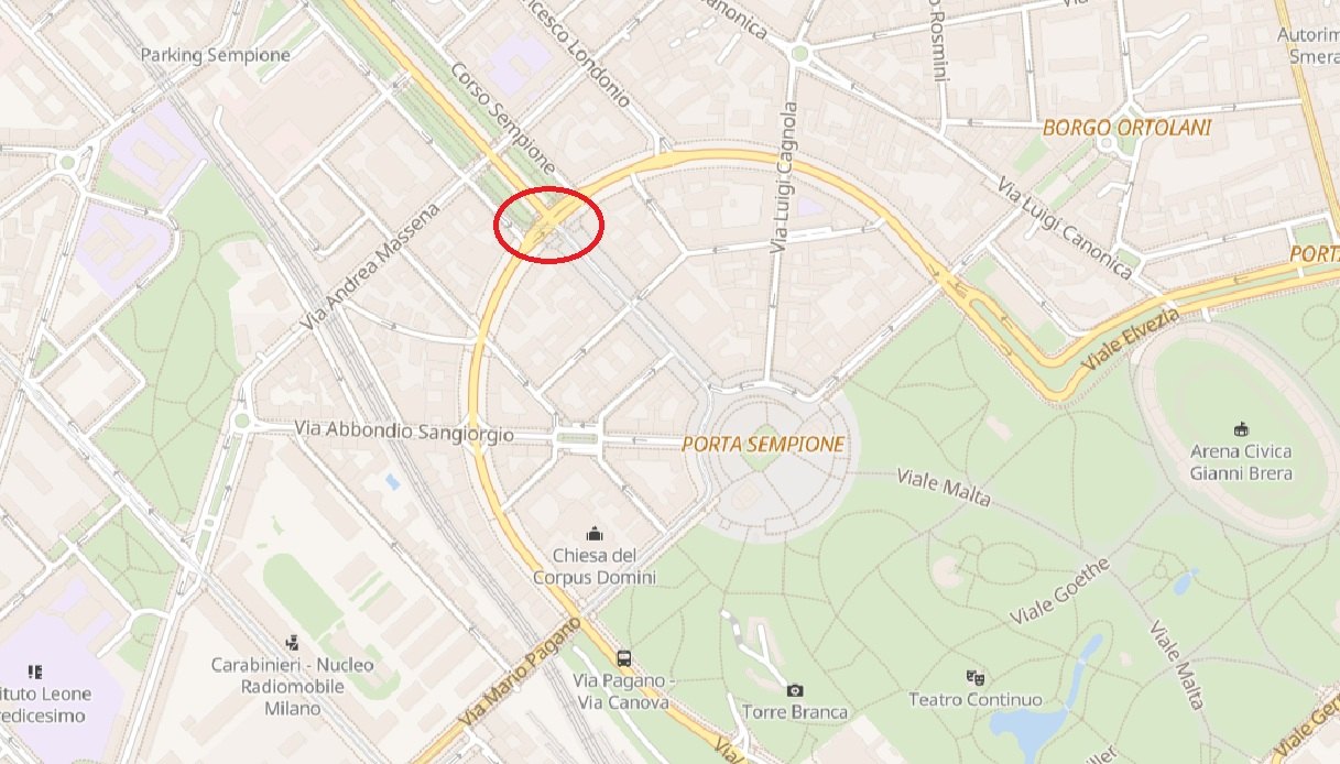 Mappa Milano, corso Sempione