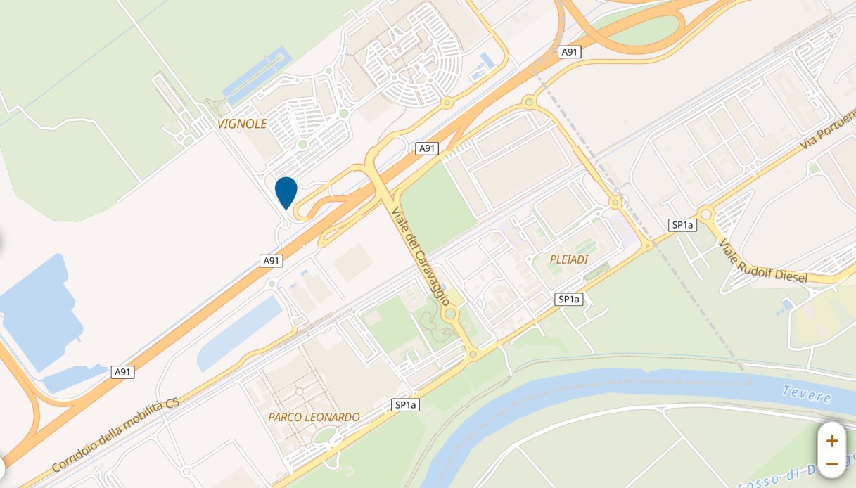 Mappa del luogo in cui è nato l'incendio a Fiumicino