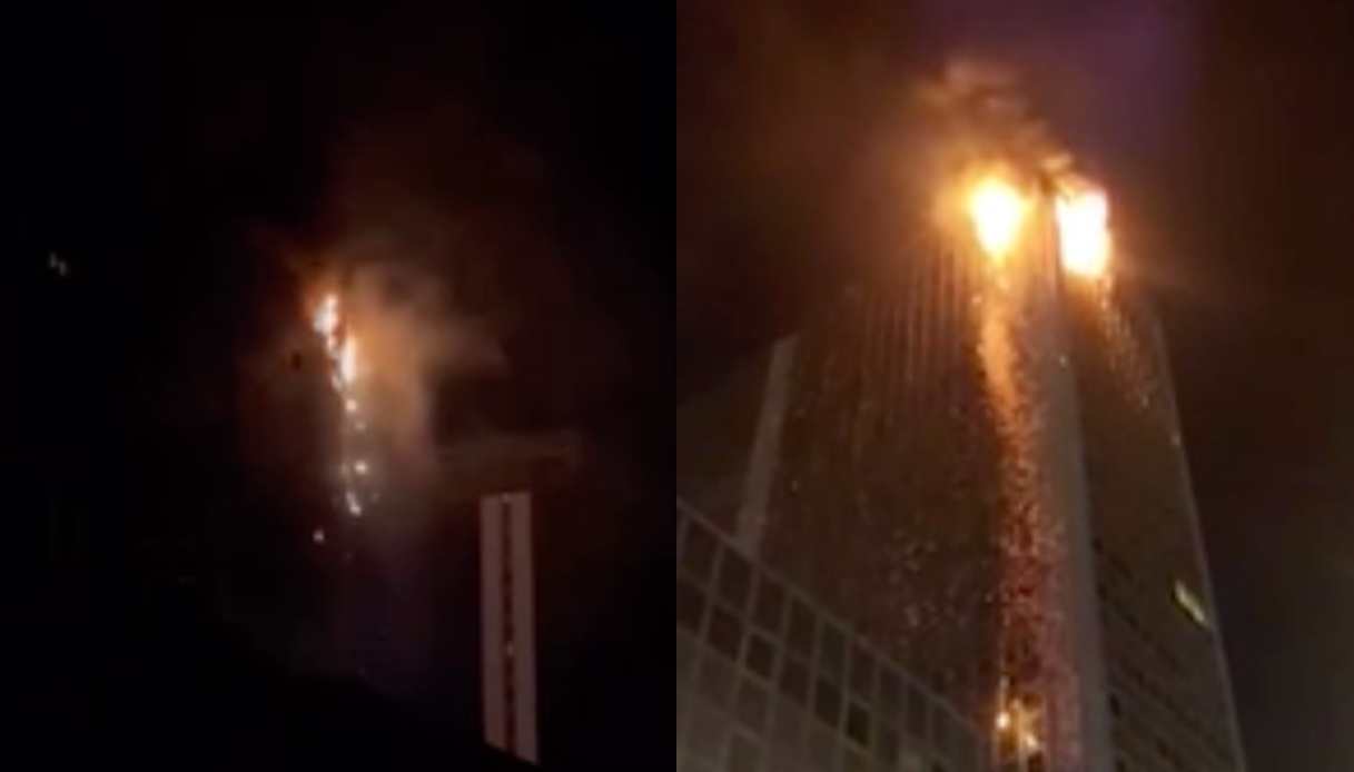 Screenshot video incendio a Napoli