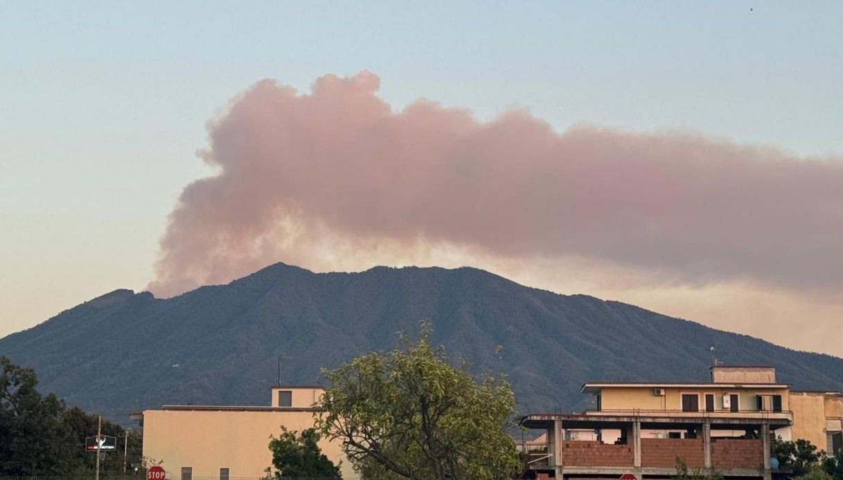 incendio sul vesuvio da giorni brucia la pineta e il monte somma e il fumo arriva anche su napoli