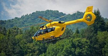 16/07/2019 Valdagno (VI) Italy: yellow Italian rescue helicopter in flight